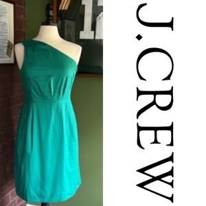 J. Crew Emerald Green One Shoulder Dress